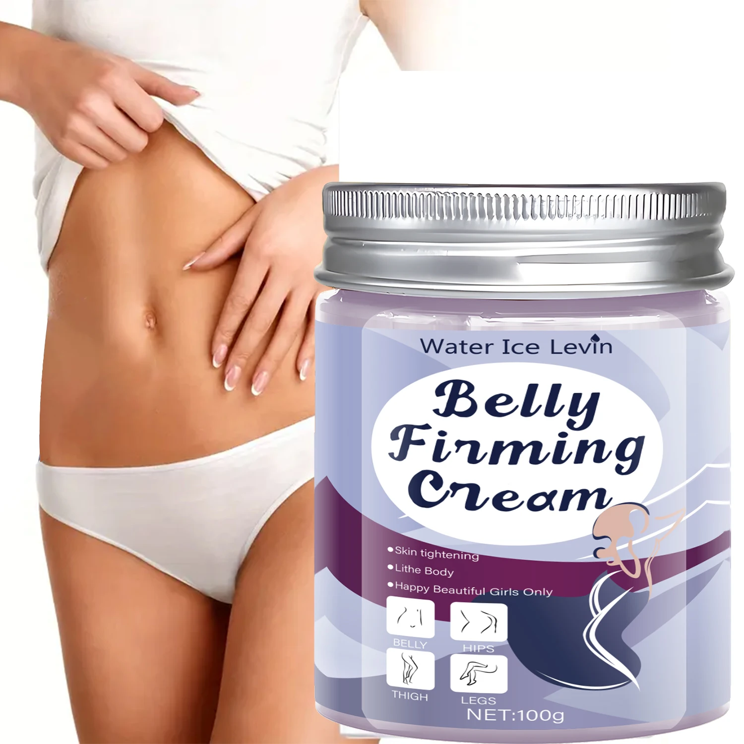 Tightening Body Cream, Abdominal Firming Cream, Containing Jojoba Oil and Caffeine, Light Beige Color, Suitable for Abdomen, Buttocks, Thighs, and Chest