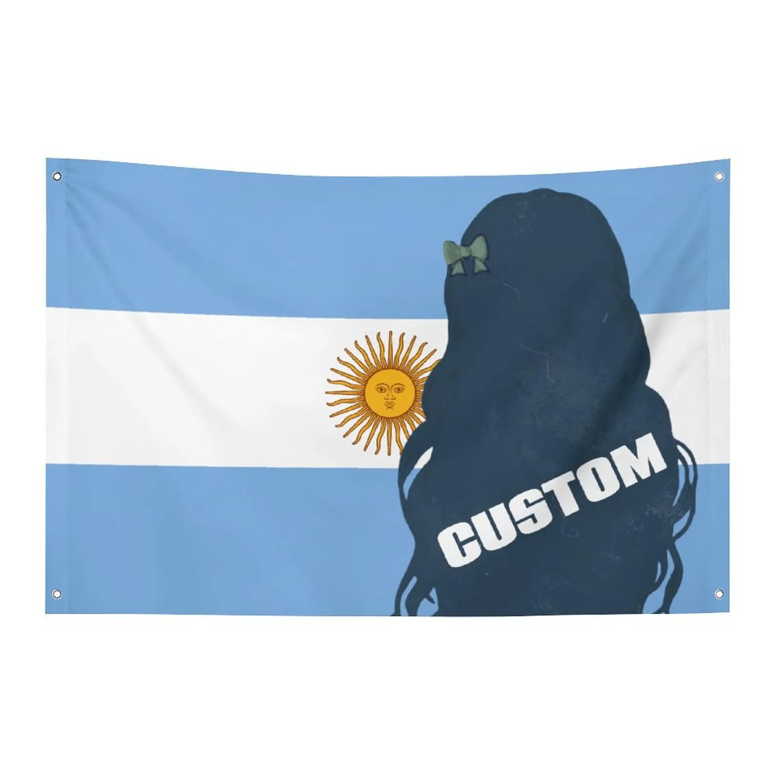 Custom Argentina Flag Personalized Durable Polyester Indoor & Outdoor Home Room Decor for Party Soccer Fan Gift with 4 Eyelets