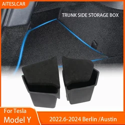 Trunk Side Storage Bins For Tesla Model Y-Berlin/Austin 2022-2024 Cargo Compartment Organizer Bucket TPE Box & Carpet Lids