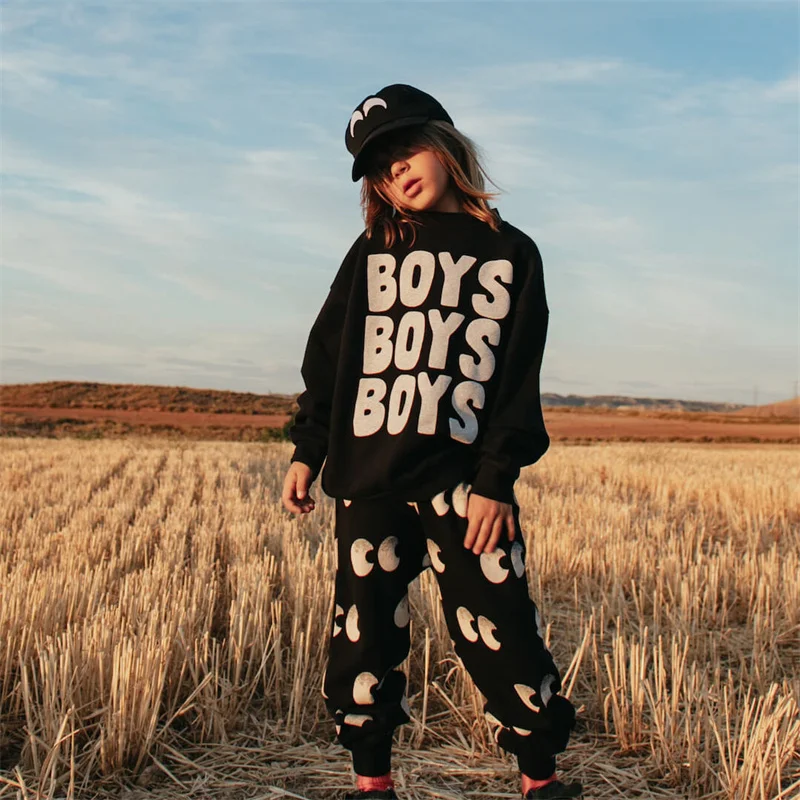 EnkeliBB Little M* H* Boys Autumn Winter New Arrivals Sweatshirt and Pants Rainbow Eyes Print Children Clothing Fashion Designer