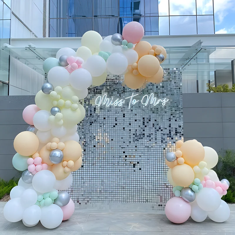 

Colourful Shimmer Sequin Wall Backdrops Wedding Marriage Decor Seqare Sequin 8Pcs For Anniversary Birthday Home Party Decor