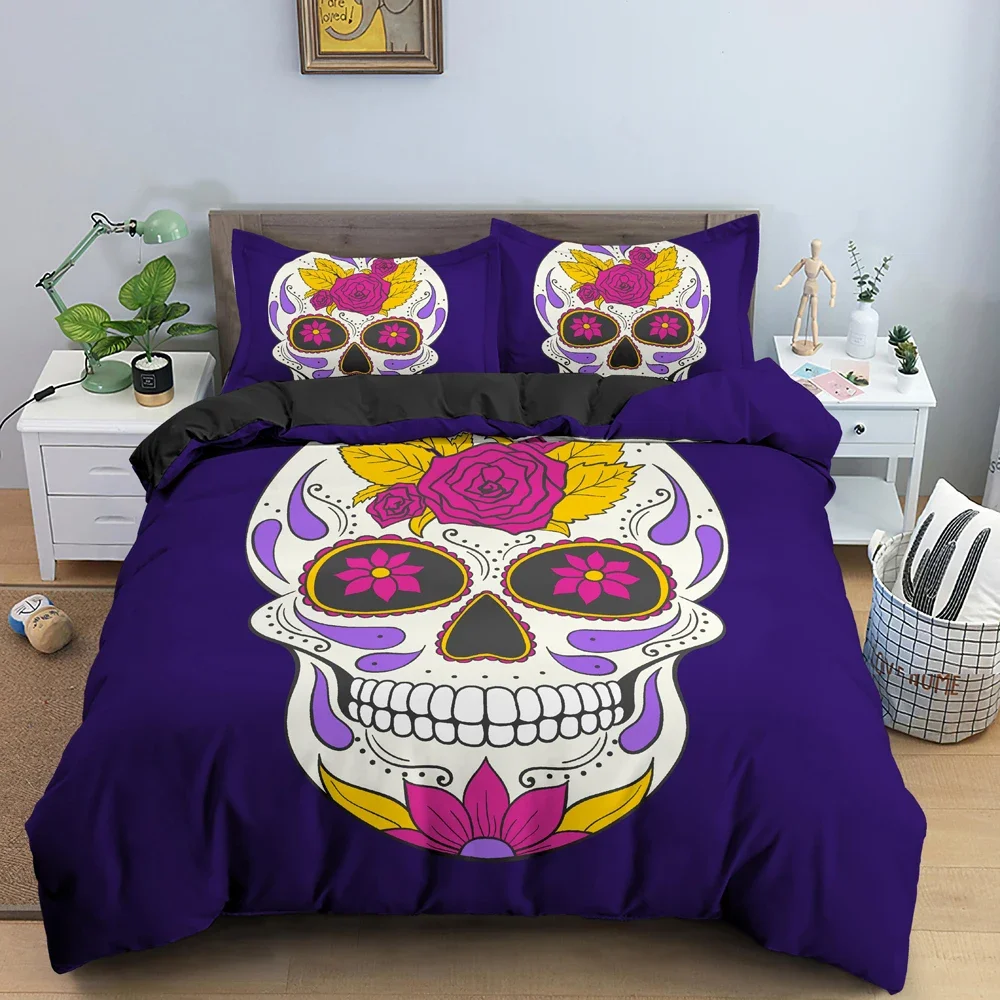 3D Digital Skull Printing Bedding Set, capa de edredão com zíper, solteiro, gêmeo, duplo, completo, rainha, rei, estilo quente, 2 pcs, 3pcs