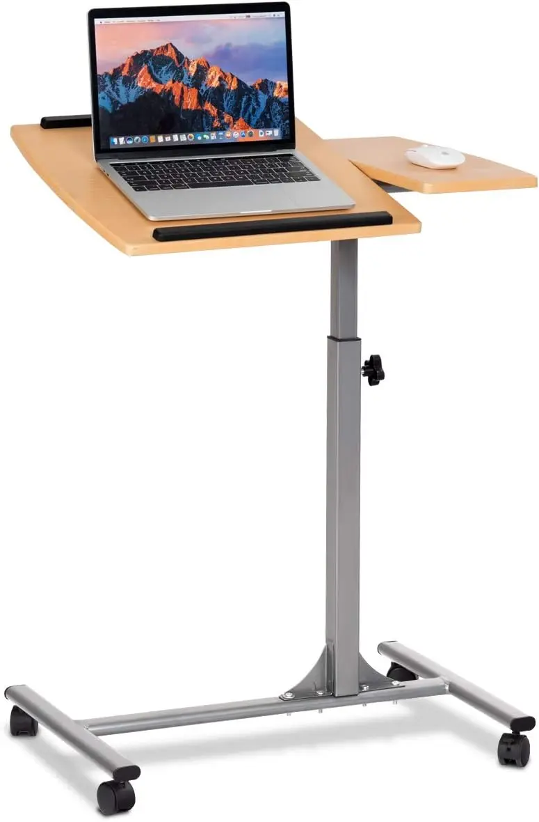 

Rolling Laptop Desk Overbed Table, Mobile Desk Cart, Angle & Height Adjustable Laptop Stand Cart