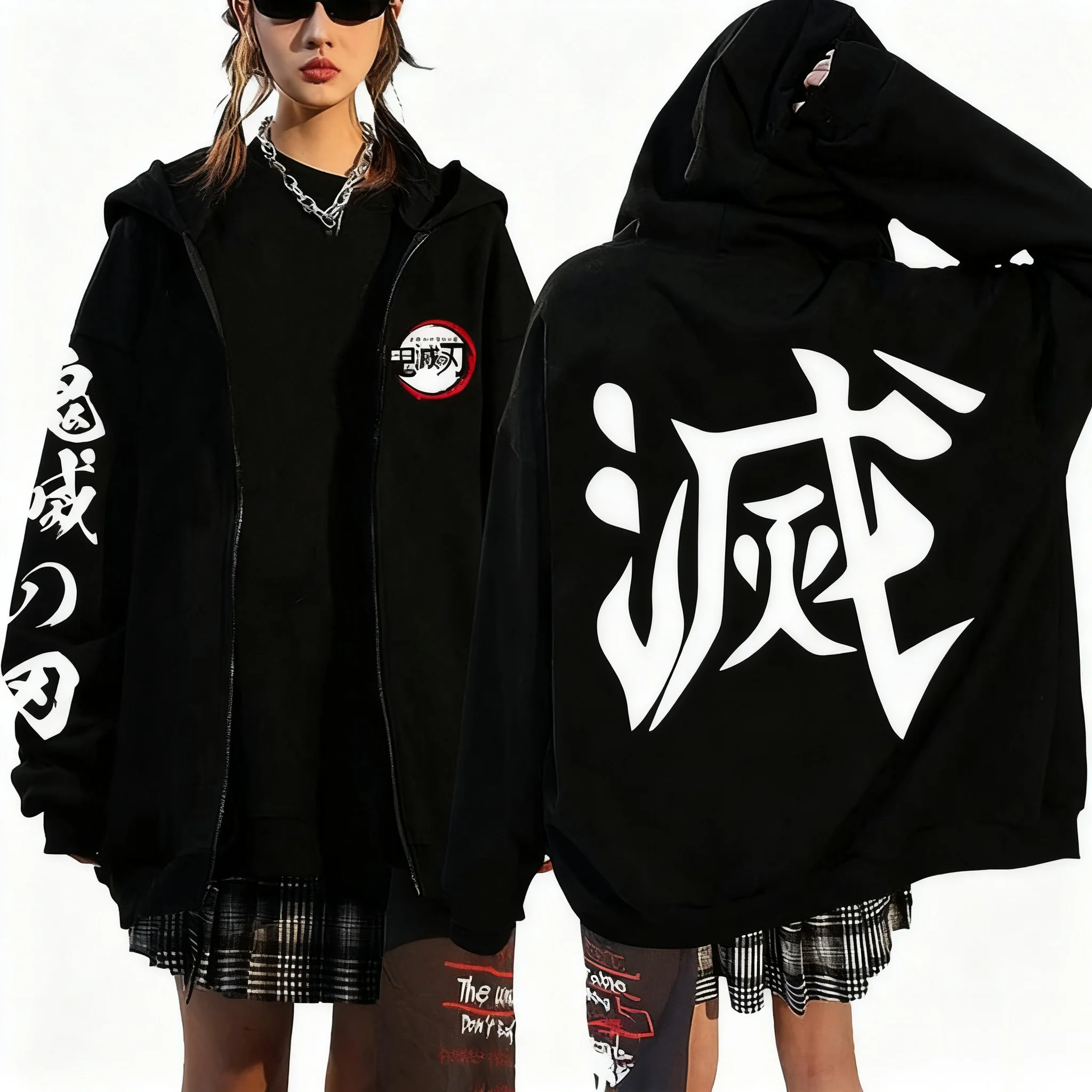 Jaqueta com Zíper do Anime Demon Slayer para Homens e Mulheres, Unissex, Moda Casual, Pullover, Suéter de Primavera e Outono, Roupas Y2K