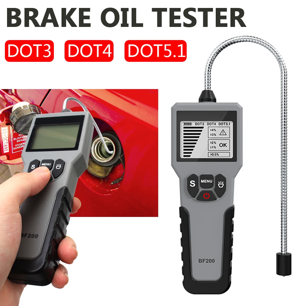 

Car Brake Oil Tool Auto Brake Fluid Tester Water Content Detector Digital DOT3 DOT4 DOT5.1 BF200 Oil Quality Test Tool