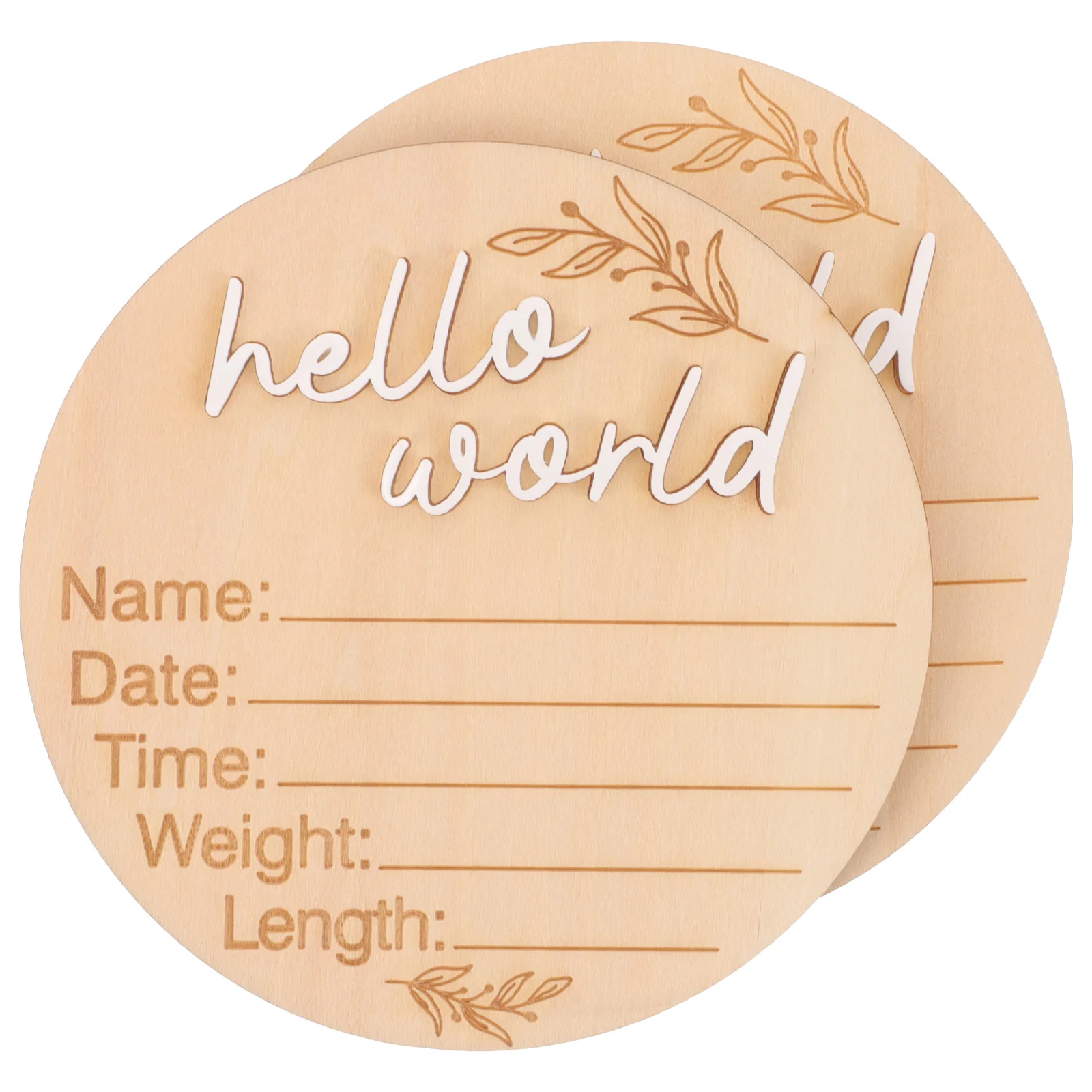 2 Pcs Newborn Commemorative Plaque Bulletin Boards Announcement Sign for Hospital Wooden Baby