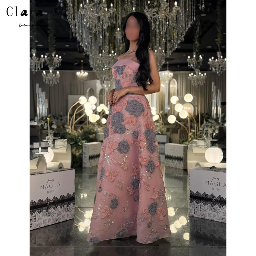 Clara Custom Lace Tube Top A Line Flowers Evening Dresses for Luxury Party Dress Bespoke Occasion Dresses D/party Elegant Gown
