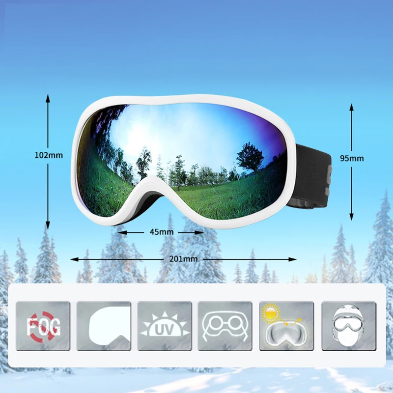 Ski Goggles Double Layers UV400 Anti-fog Big Ski Mask Glasses Skiing Snow Men Women Snowboard Goggles Skiing Sunglasses Eyewear