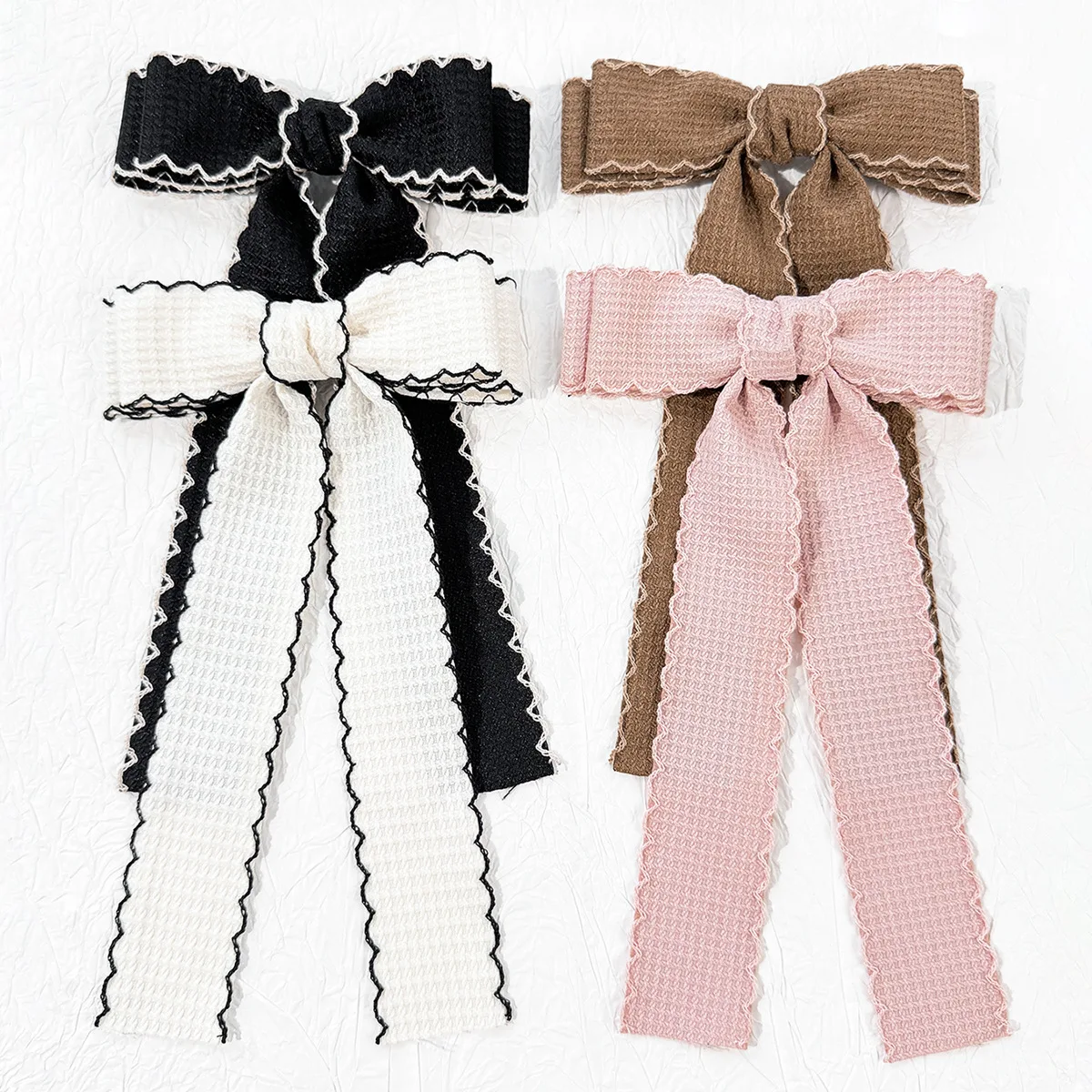 24pc-handmade-hair-clips-with-frill-edge-lock-fabric-bow-and-long-tassel-for-women-and-girls-side-hairgrip-hair-accessories-bulk