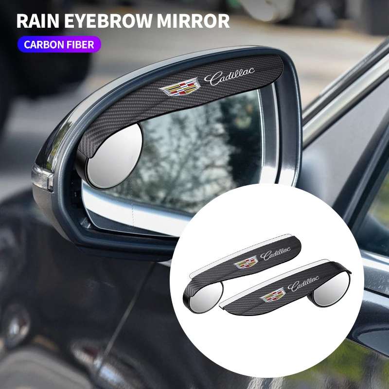 Protetor de Espelho Retrovisor Lateral de Fibra de Carbono 2 Peças para Cadillac XT5 XT6 ATS XTS SRX XT4 CT5 CT6 - Proteção contra Neve, Sol e Chuva
