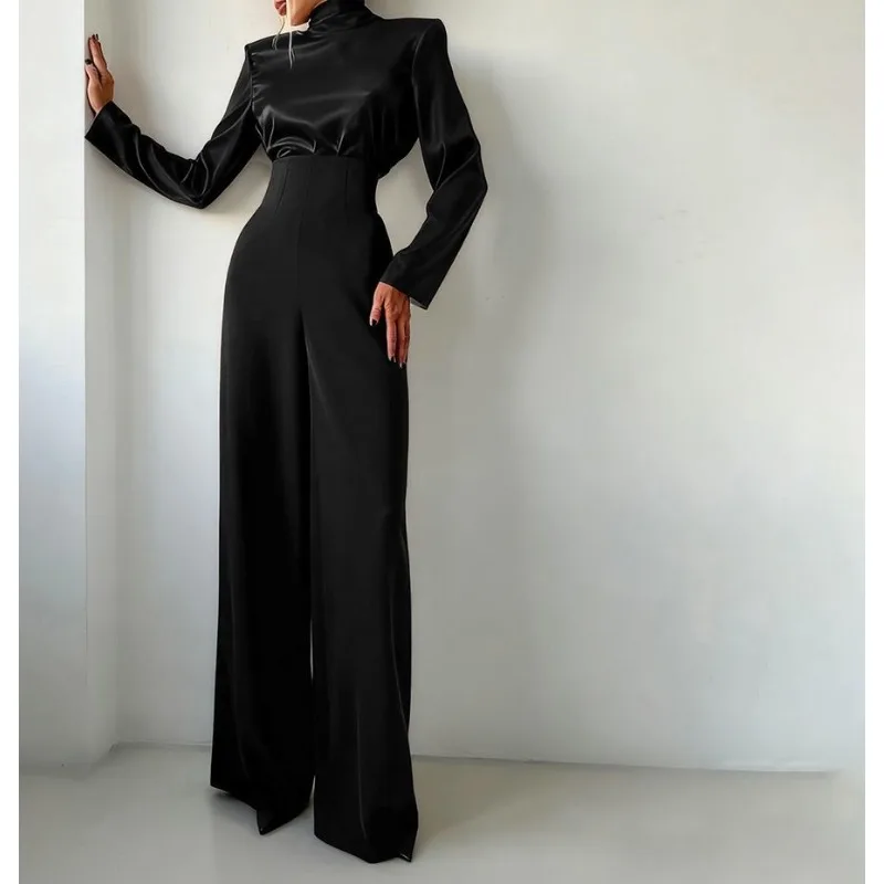 

French Style Solid Color Simple Temperament Long-sleeved T-shirt Women's High-end Sense Casual and Thin Versatile Trousers Set