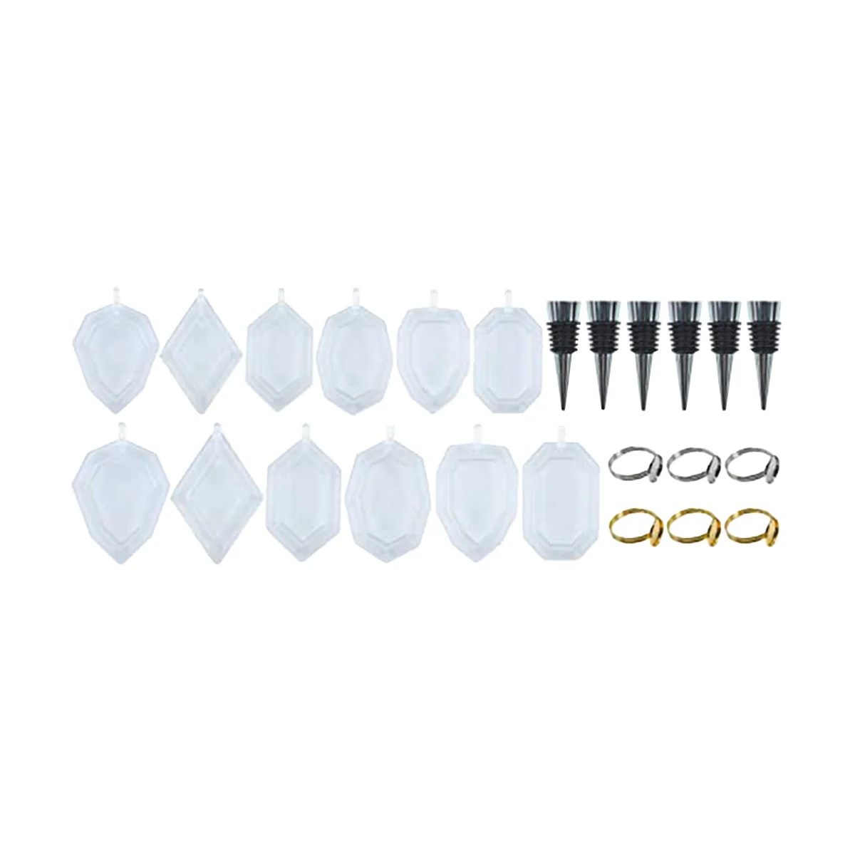 

Resin Molds, 24PCS Set, 12PCS Geometric Gemstone Silicone Molds Napkin Rings Wine Stoppers Epoxy Mold