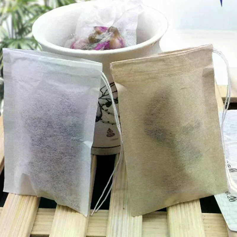 Tea Bag Filter Paper Bags Empty Drawstring Teabags for Herb Tea 100Pcs/Lot