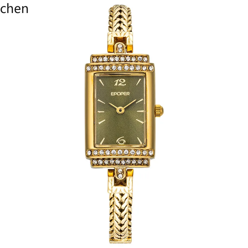 

Zml small pin watch women's office worker square small green watch for women