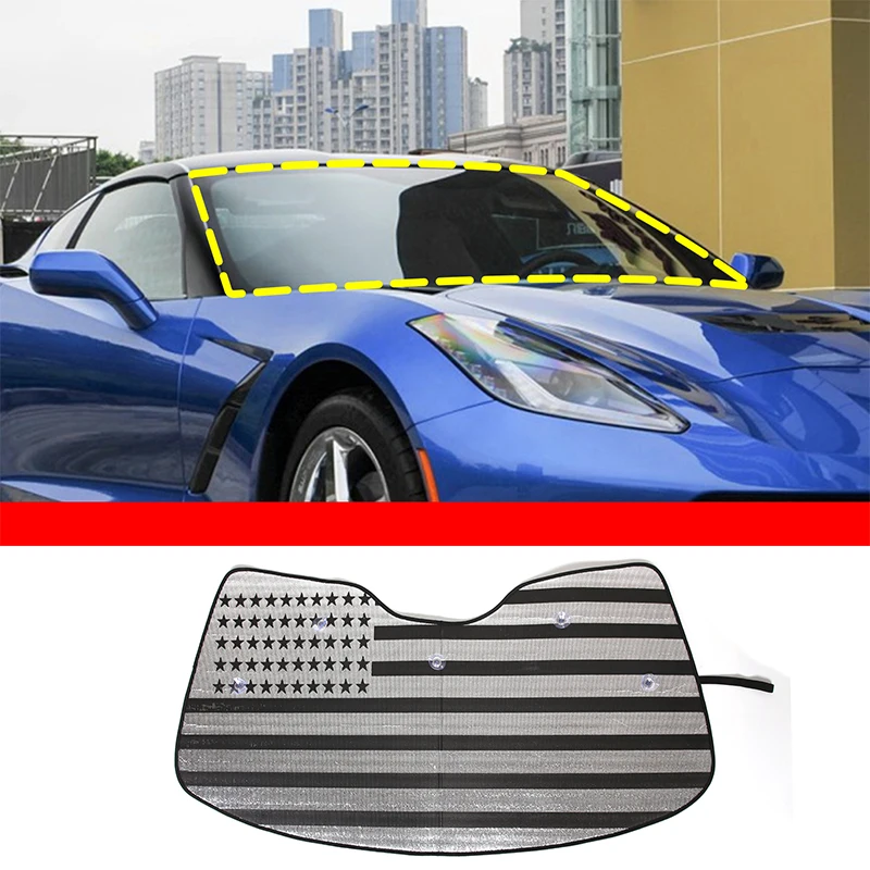 

For Chevrolet Corvette C7 2014-2019 Aluminum Foil Car Forward Windshield Sunshade Car Solar Protection Pad Car Accessories