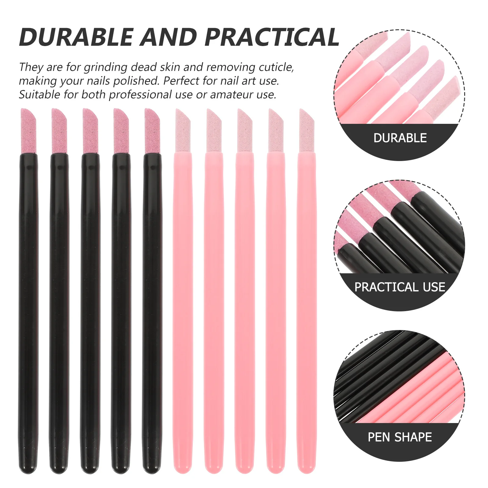 2 conjuntos de caneta vara cerâmica de uma cabeça removedor de cutícula do prego trimmer arquivo para unhas falsas naturais pele morta remover moagem polimento