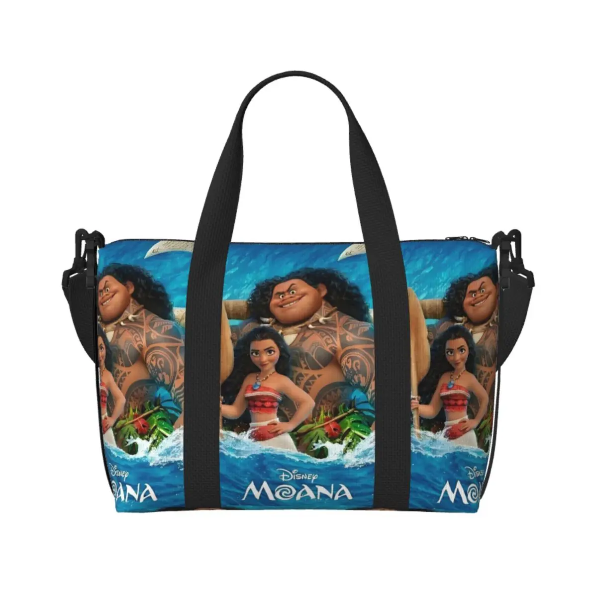 

Большая милая большая сумка-тоут Моана для женщин, мультяшная аниме-графическая сумка-шоппер на плечо, пляжная дорожная сумка для спортзала
