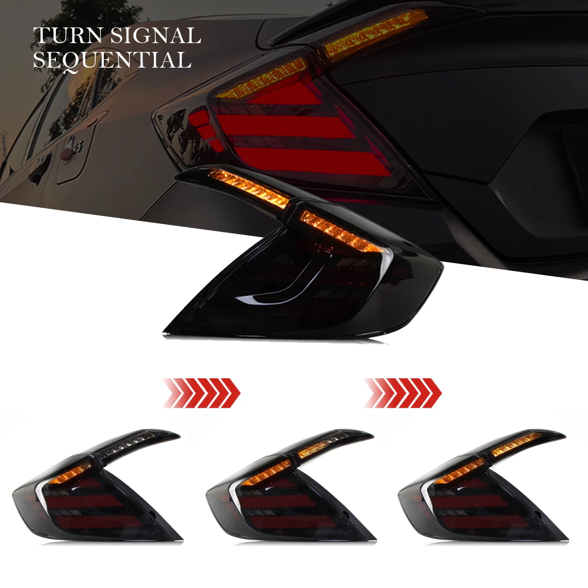 For Honda Civic 10th Gen Rear Tail Lamps Car Accessories LED Lights Tail Light Assembly DRL Sequential Turn Signal Brake Lamp