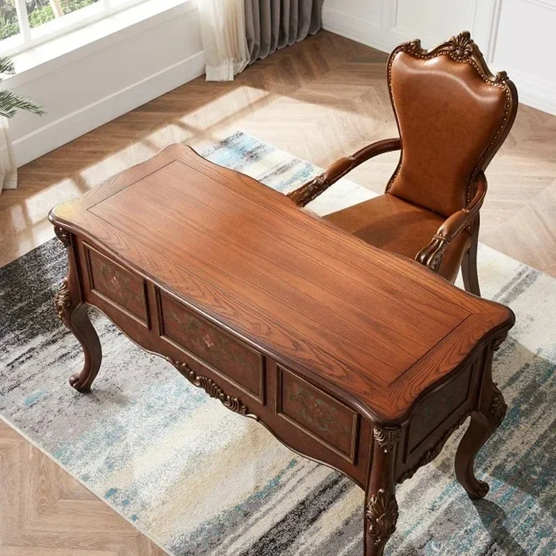 B6 zz-23  retro Study Desk Painted Rural Home Office Computer Desk Made Old European Solid Wood Writing Desk