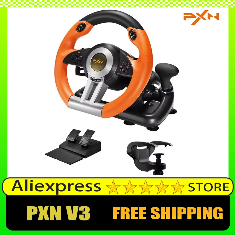 PXN V3 Gaming Simulator Racing Steering Wheel 180° Professional Racing Gamepad PC Gamer Accessories For PS3/PS4/Xbox One/Switch