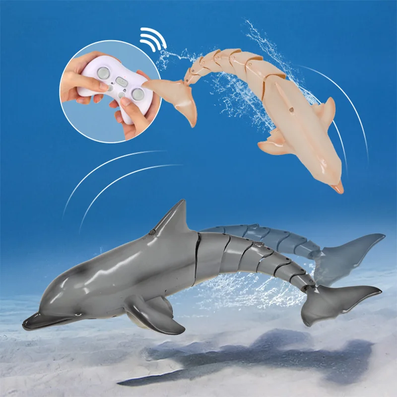 2.4G Remote Control Dolphin Toy Electric Waterproof Water Toy Portable Remote Control Swimming RC Boat Shark Toys For Kids Xmas