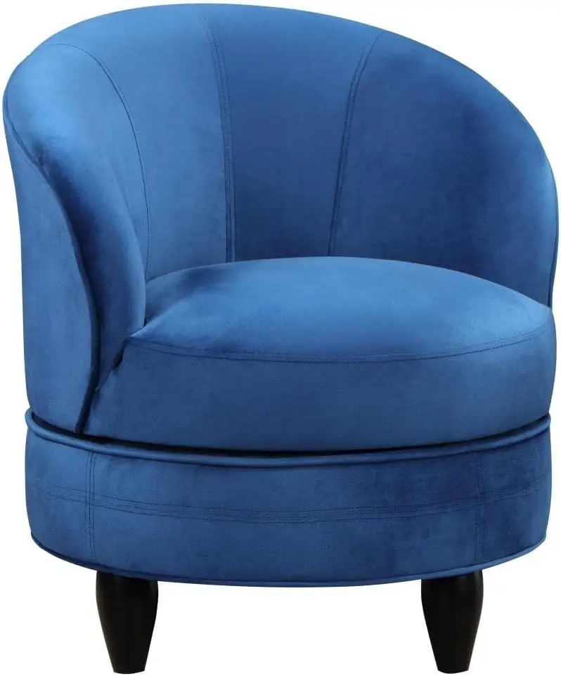 Sophia Accent Blue Velvet Chair, 360-Degree Swivel, Transitional Style for Living Room