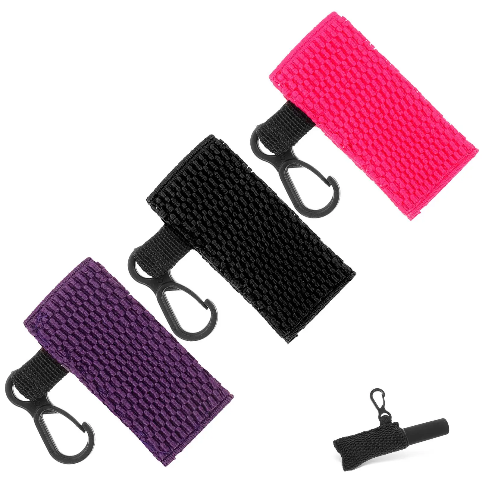3 Pcs Lipstick Keychain Protective Holder Lightweight Polyester Case Cover Miss Tube Key Ring Keeper