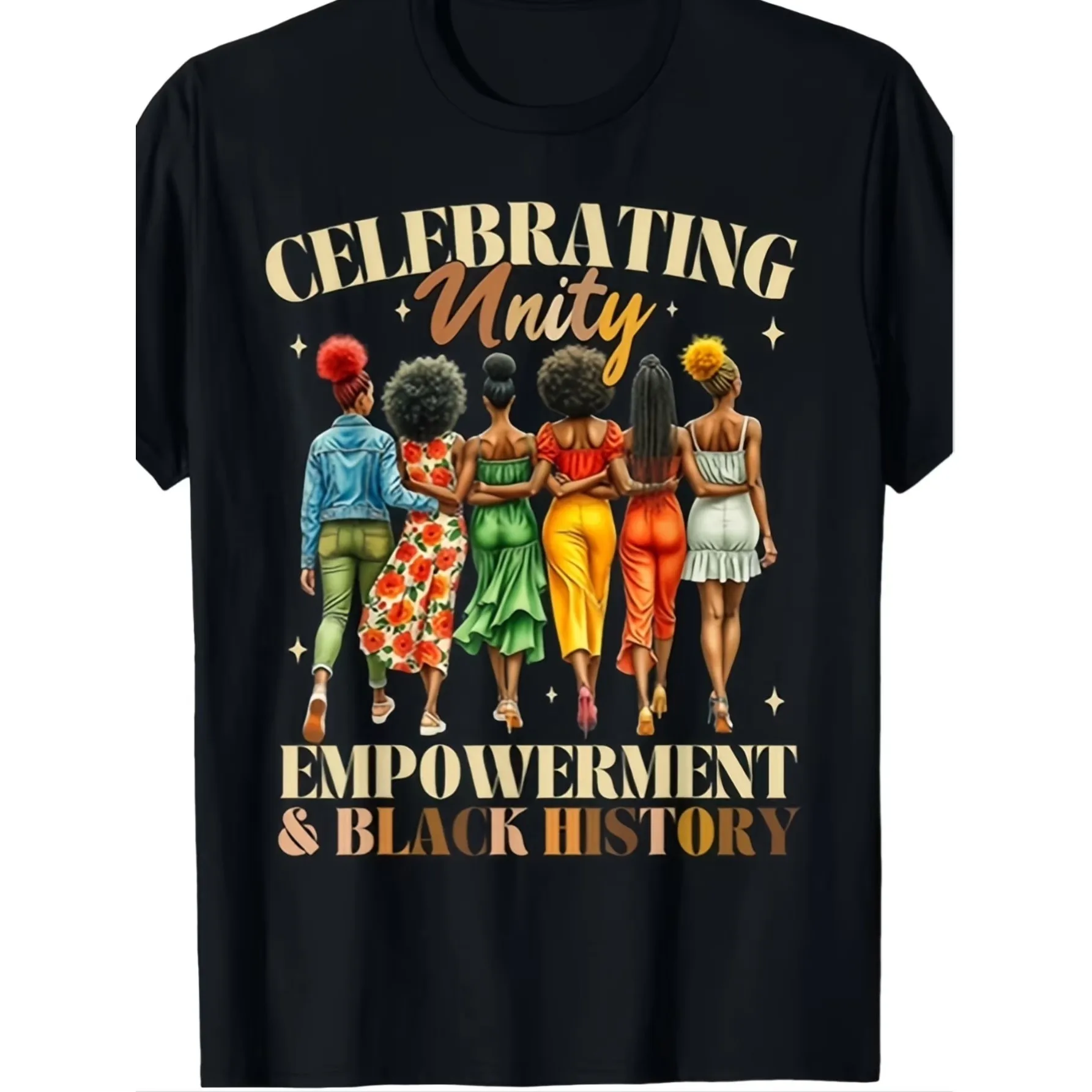 T-shirt graphique Black History Unity pour hommes, à manches courtes, col rond, en coton, design Empowerment