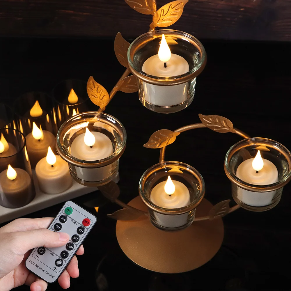 Imagem -03 - Fpoo-flashing Led Candle com Controle Remoto Flameless Home Decor Candles Iluminação Quente Tea Lights Base de Carregamento Abajur Halloween