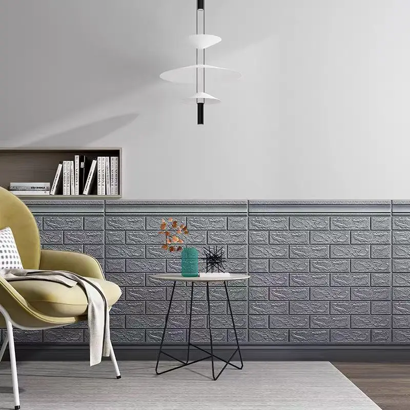 38.5X35cm 3D Self-Adhesive Waterproof Wall Sticker Solid Color Brick Pattern Living Room Bedroom Decorative Wallpaper - view 3