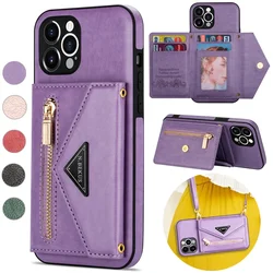 Wallet Side Card Zipper Flip Crossbody Leather Case For iPhone 15 14 Pro Max 13 Mini 12 11 SE 2022 2020 X XS XR 8 7 6 6s Plus