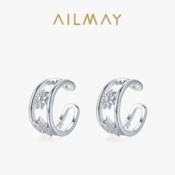 Ailmay Genuine 925 Sterling Silver Star Ear Cuff Earring Fashionc Non Pierced Earrings For Women Girls Party Accessories Jewelry