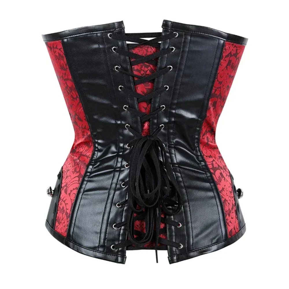 Steampunk Korsetts Bustiers Frauen Sexy Mieder Overbust Vintage Leder Korsett Outwear Plus Größe Halloween Kostüme