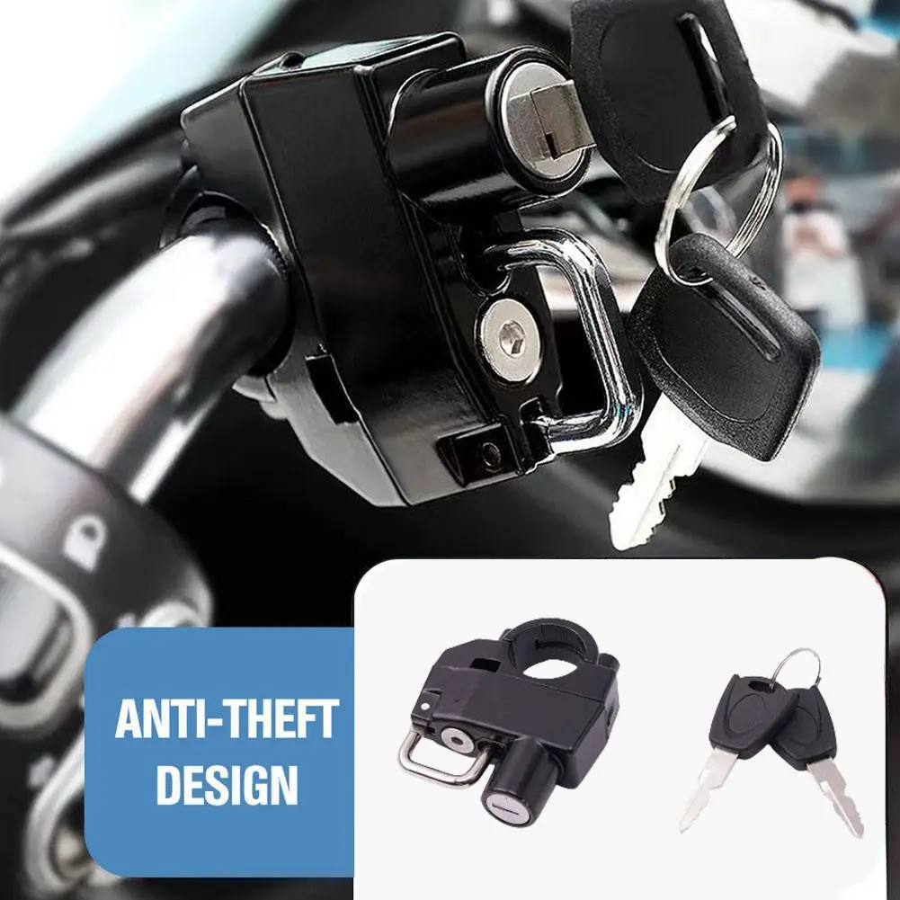 

1 Set Motorcycle Helmet Lock Hook Waterproof Anti-Theft Lock Handlebar Universal Portable Security Helmet 20-28mm Lock O1L8