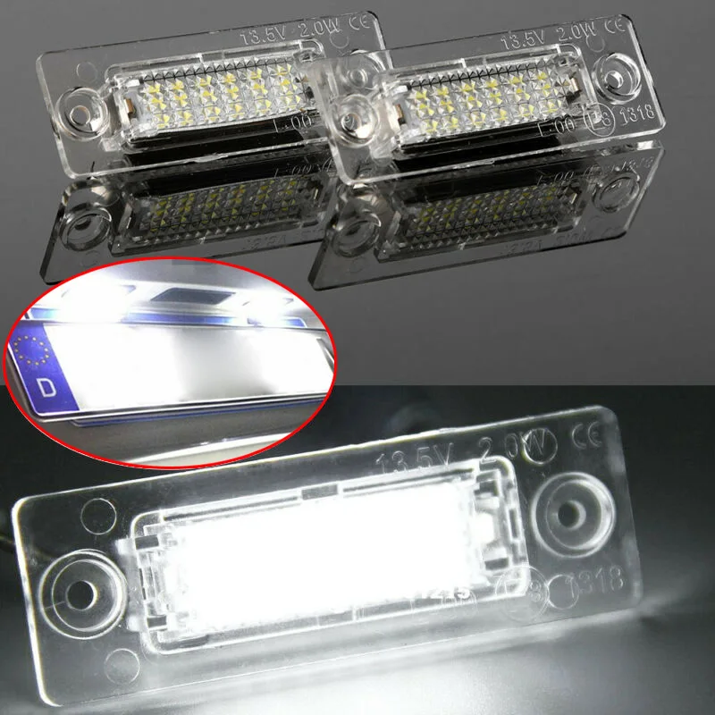 

2Pcs Error Free Led Car License Plate 18SMD LED License Plate Light 6000K White For Touran For Passat T5 For Multivan MK5