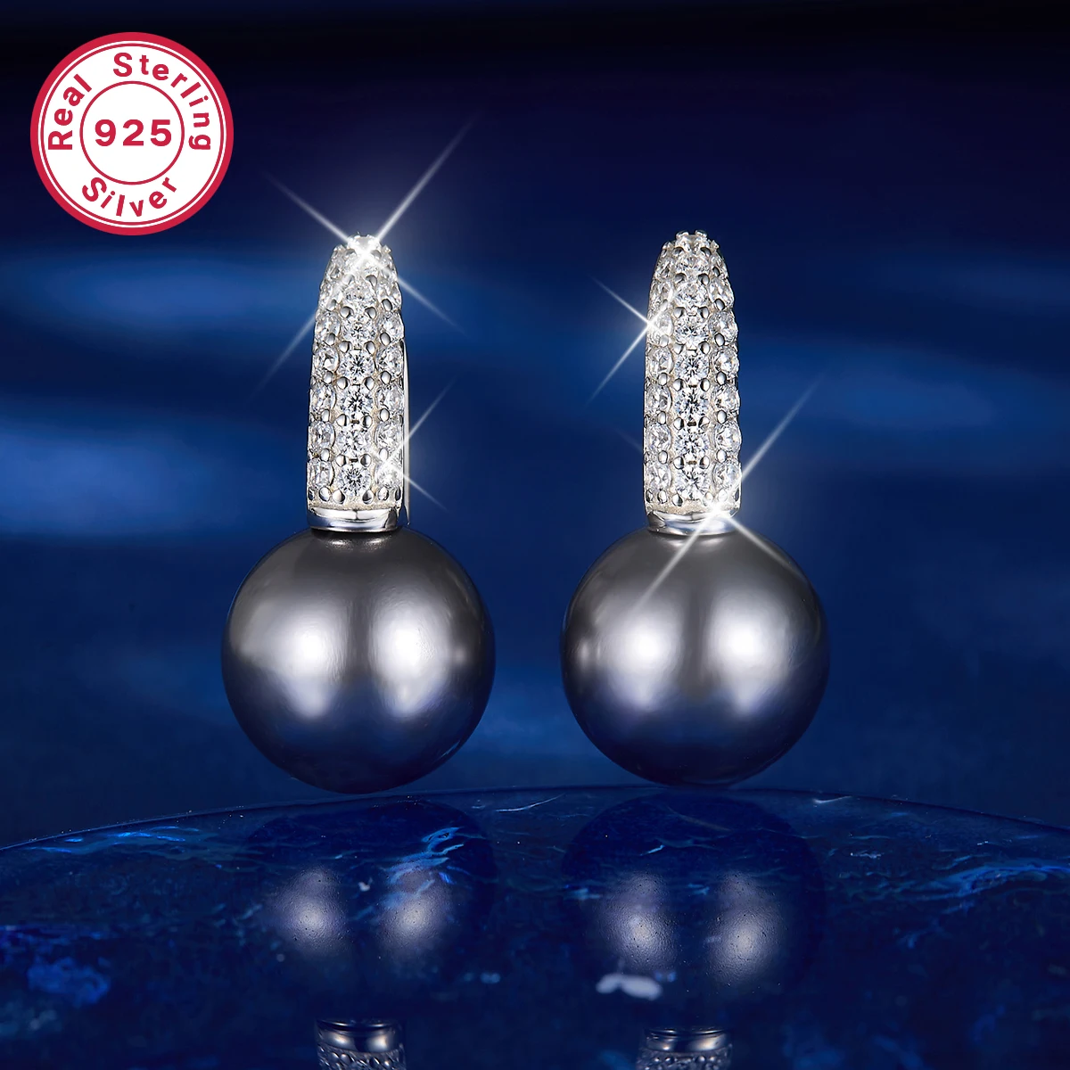 

Серьги из стерлингового серебра s925, серьги-гвоздики с серым жемчугом в стиле ретро, элегантные романтические свадебные серьги для банкета