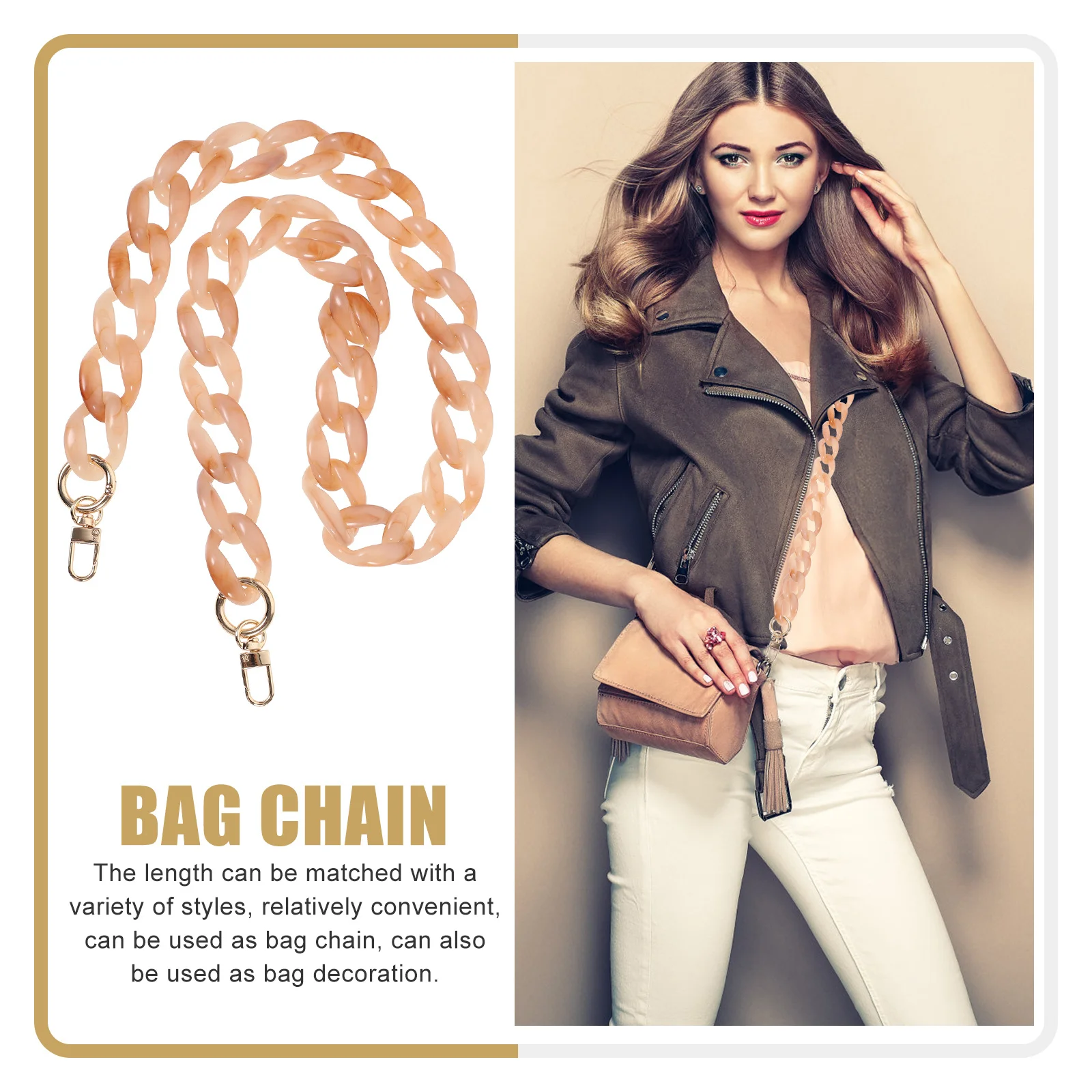 الاكريليك هيكل السمكة حقيبة سلسلة استبدال قوي انفصال محفظة حزام الكتف حقيبة يد كروس سلسلة DIY حقيبة التبعي #5