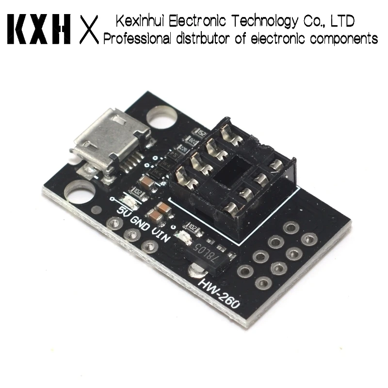 プラグイン可能な ATTINY 開発ボード ATtiny13A/ATtiny25/ATtiny45/ATtiny85 プログラミングエディタマイクロ USB 電源コネクタ