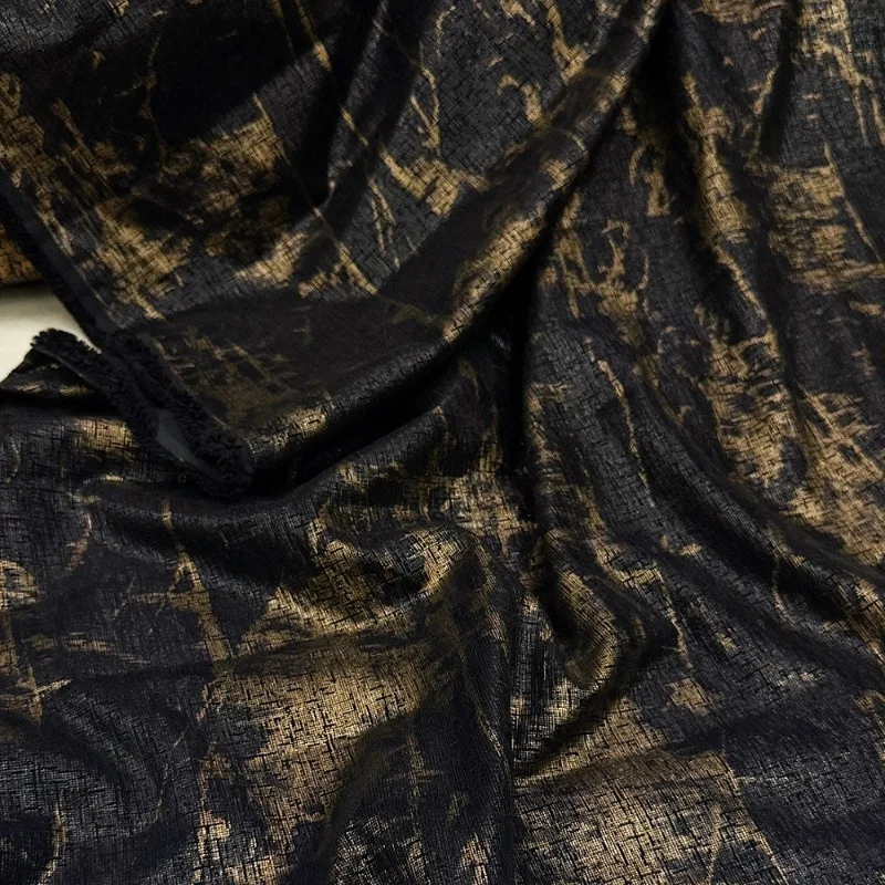 

Golden Coated Fashion Fabric Jacket Coat Windbreaker Runway Show Stage Wear Designer Fabrics for Diy Sewing Cloth By Meter