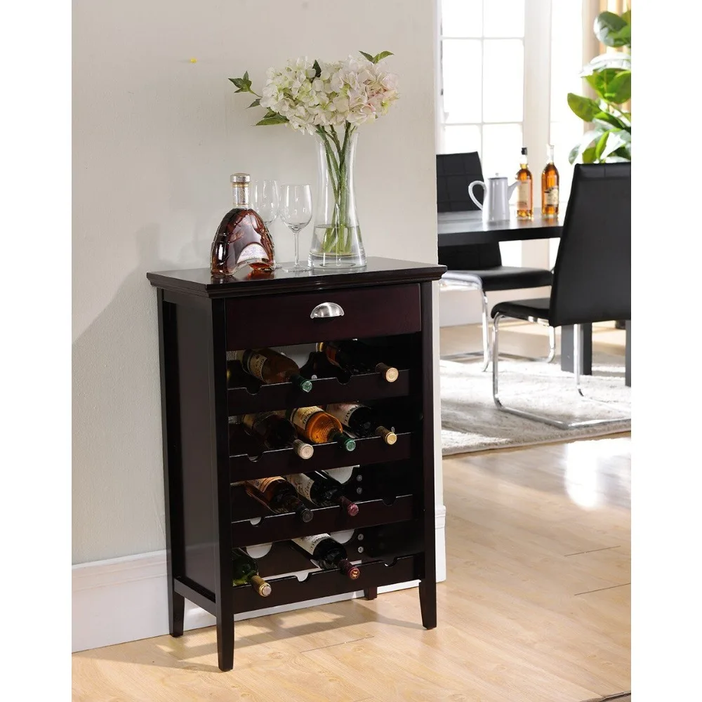 

Wood Buffet Wine Rack Cabinet with Drawer, Dark Cherry, Customized