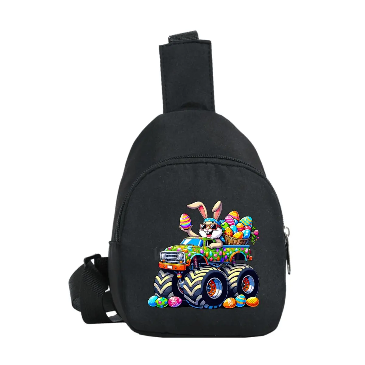 Cartoon Truck Rabbit Outdoor Chest Packs Happy Easter Day Boy Girl Crossbody Bag Student Daily Shoulder Bag Travel Phone Pouch