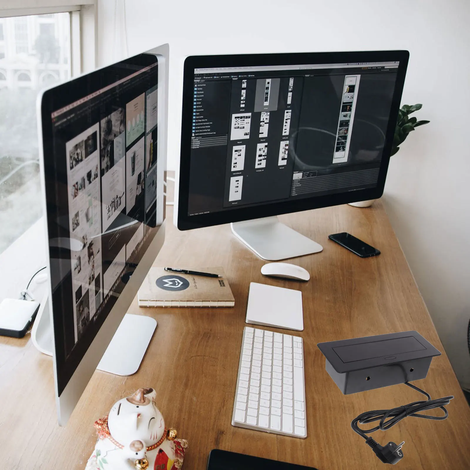 

1Pcs Desktop Socket Practical Zinc Alloy Charging Socket Durable Safe Power Outlet Row for Home Tablet Smartphone