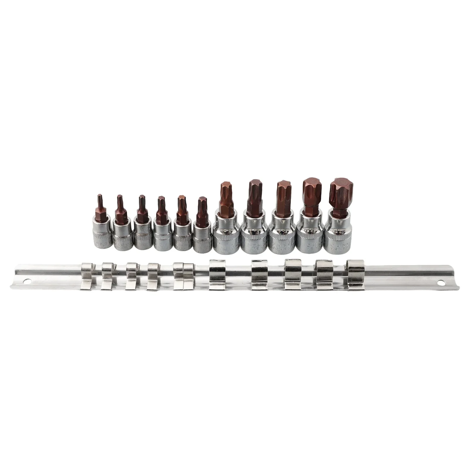 Set di chiavi a bussola da 11 pezzi punte per cacciavite Torx 3/8 adattatore per chiavi da 1/4 di pollice/T15/T20/T25/T27/T30/T40/T45/T50/T55/T60