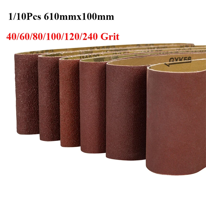 

1/10Pcs Sanding Belt 40/60/80/100/120/240 Grit Sandpaper Bands Aluminium Oxide for 610x100mm Sander Abrasive Polishing