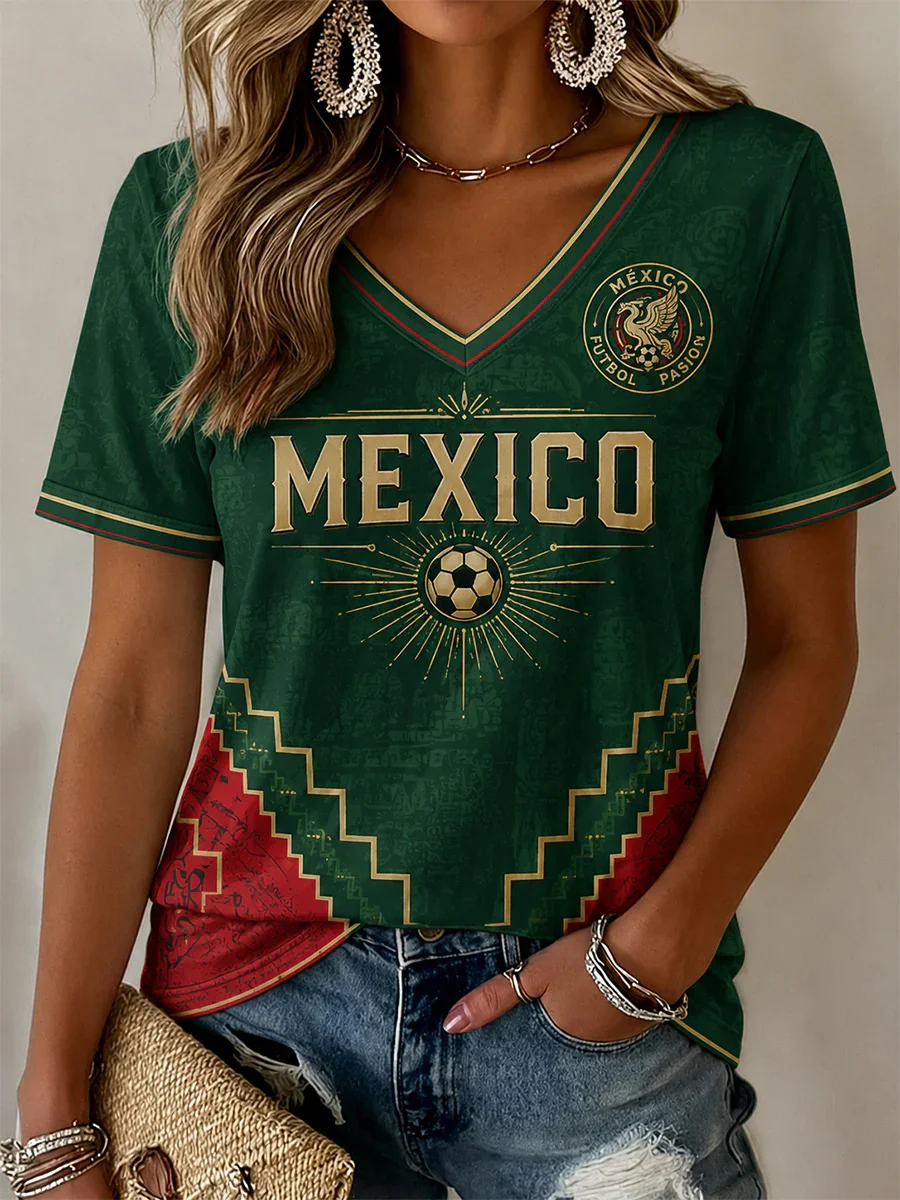 2027 Edition Mexican Football Fans Training T-shirt - 3D Printed Fashionable Comfortable Family-Promoting Clothing Short Sleeve