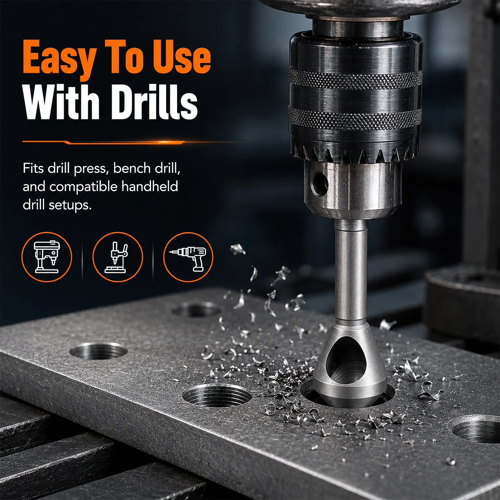 4 Pcs M2 Bearing Steel Countersink Drill Bit Set for Woodworking Wood Metal Heavy Duty Chamfer Tool Deburring Drill Bit Set