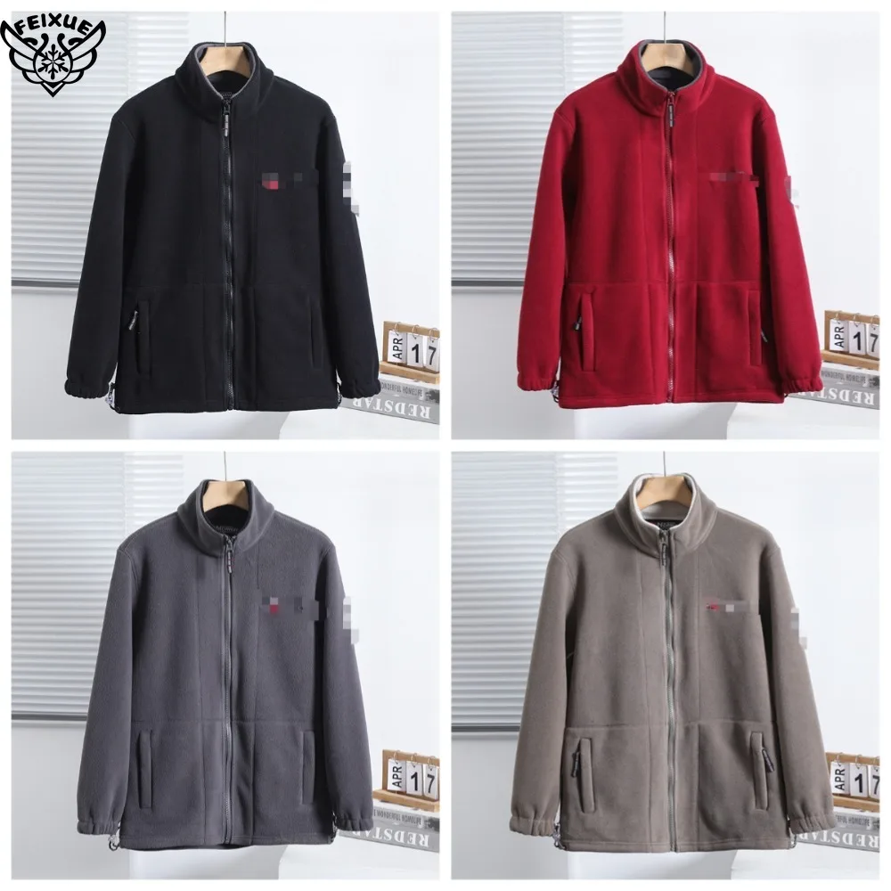 2025 Abrigo de lana para hombre Otoño e Invierno grueso cálido a prueba de viento a prueba de frío suelto de talla grande chaqueta de lana con cuello para deportes al aire libre