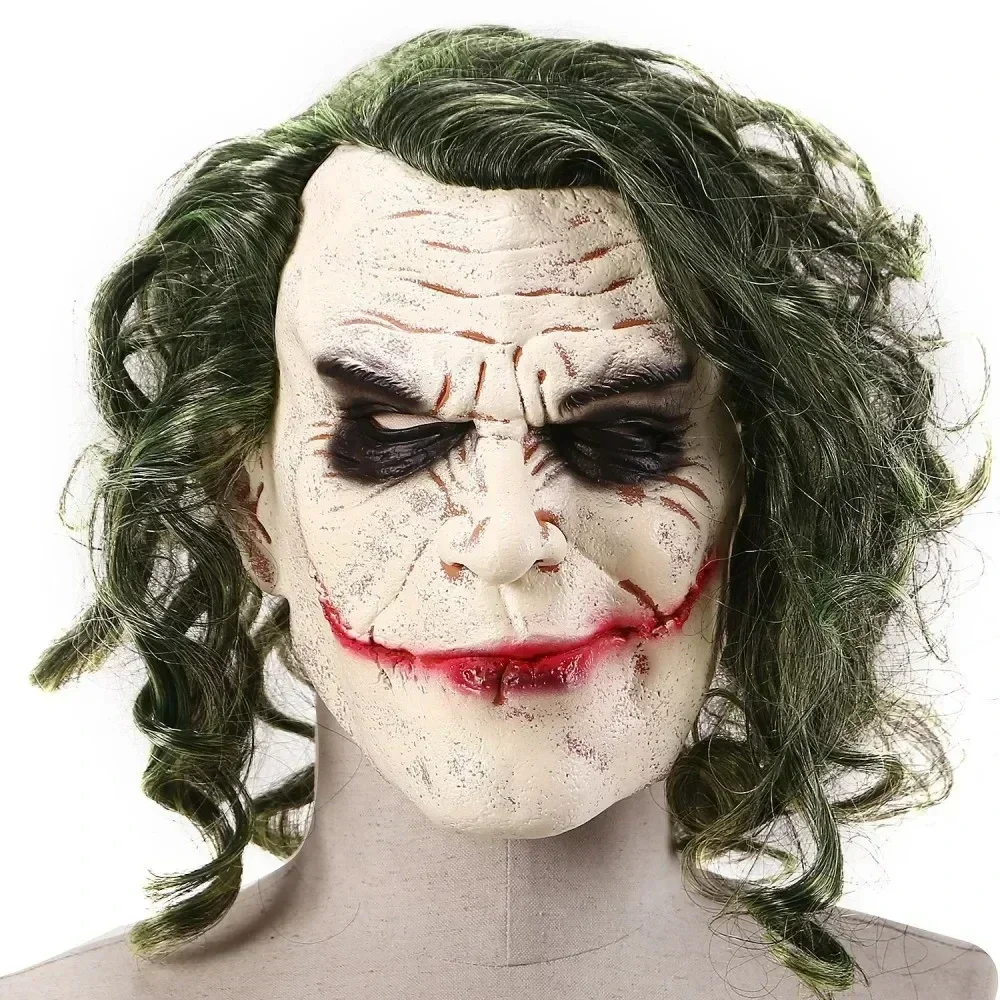 

2025Halloween Joker Latex Masker Donkere Ridder Cosplay Clown Grappig Masker Groen Pruik Masques Carnaval Party Versiering