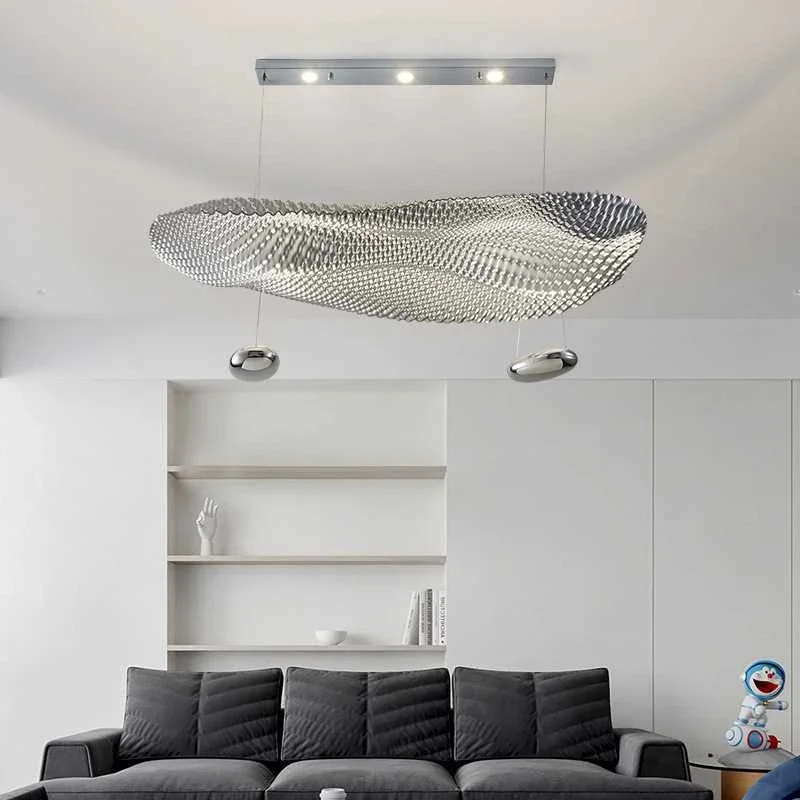 

Techno Silver Gray Lustre Irregular Chandeliers, Living Room Dining Room Led Lighting Main Lamp, Indoor Decorative Lights