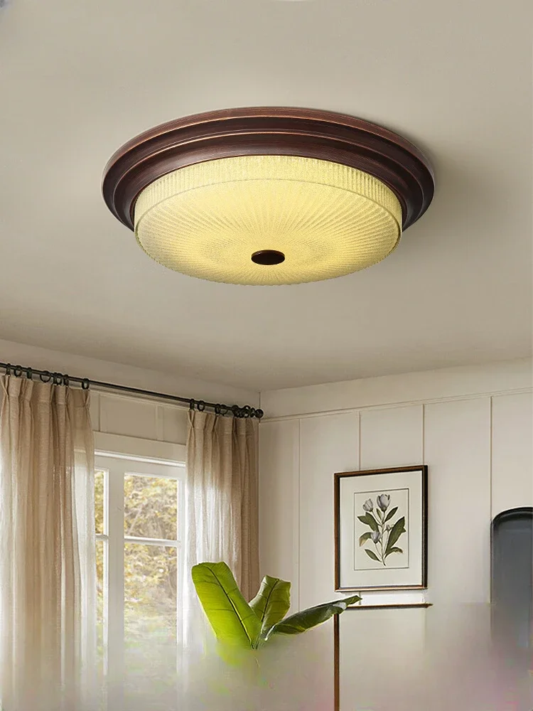 

American ceiling light bedroom light simple retro rural French round led living room master room study lamp